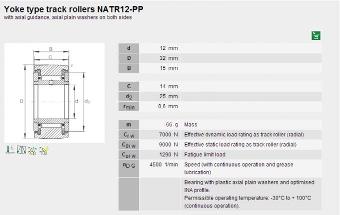 Acciaio al cromo Di fila di Doube dei cuscinetti a rulli dell'ago di Performanced NATR12PP 12mm OD 0