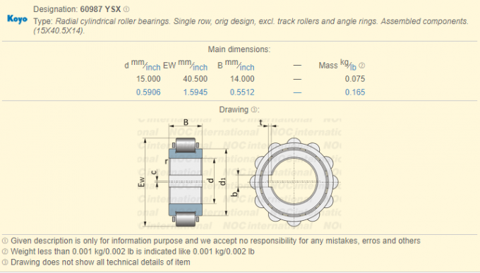 ABEC -5 609 87 YRX, 614 cuscinetto a rulli eccentrico globale di 06-11 YSX per il braccio rotante 0